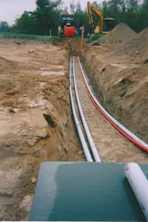 Underground utilities being installed by Rossignol's Excavating.